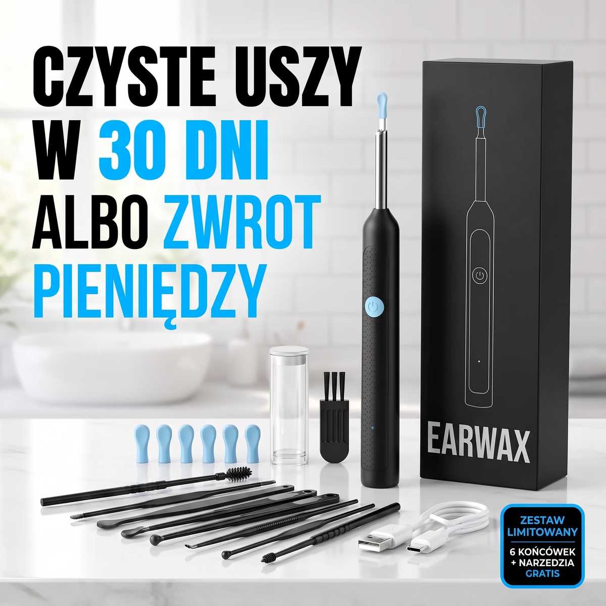 Otoskop z kamerą do czyszczenia uszu - EarWax